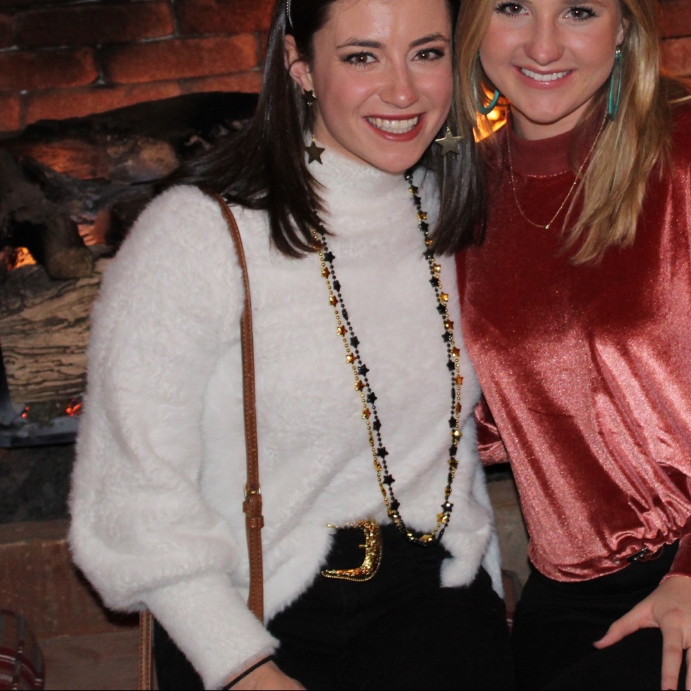 White fuzzy turtleneck